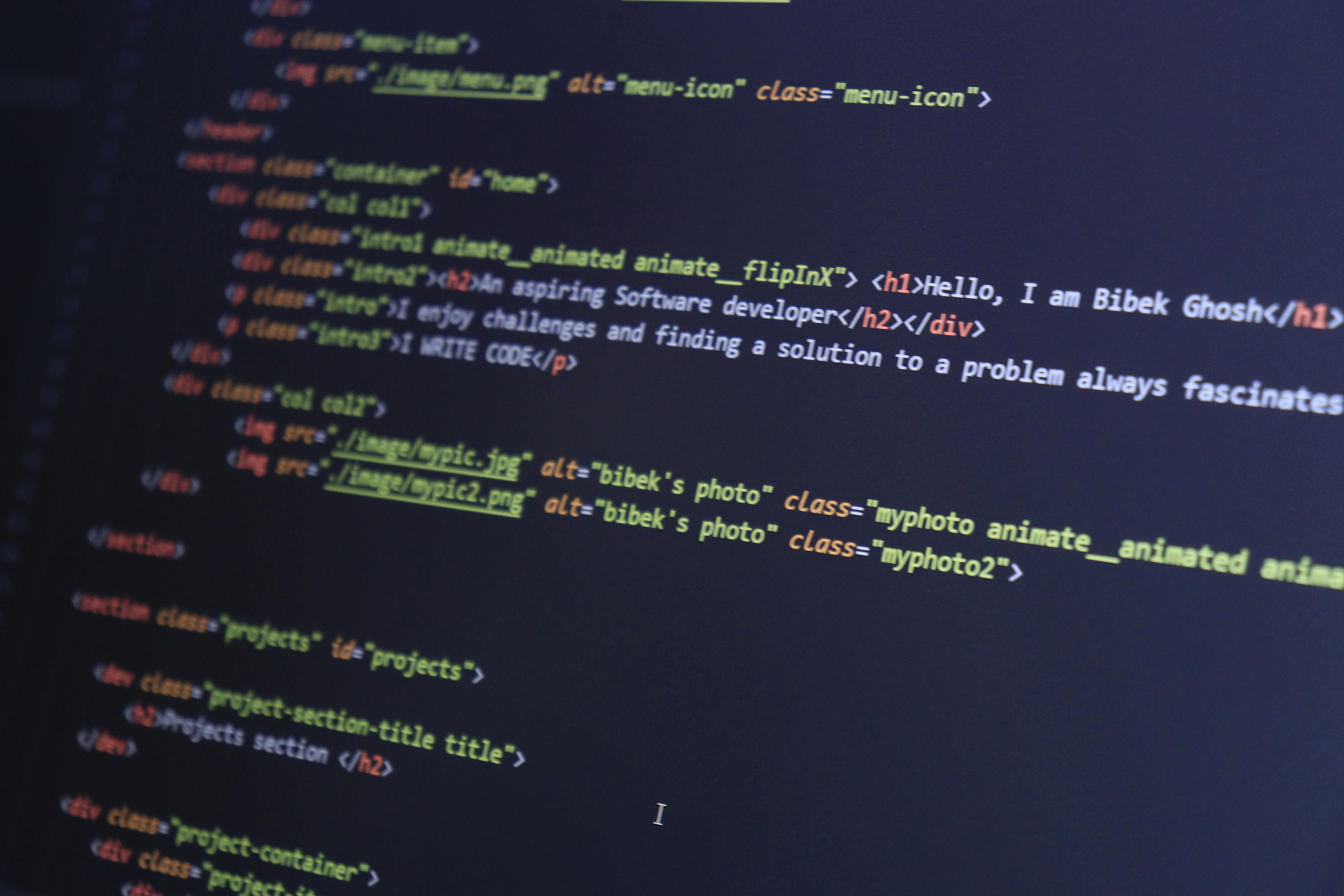 Code on a screen